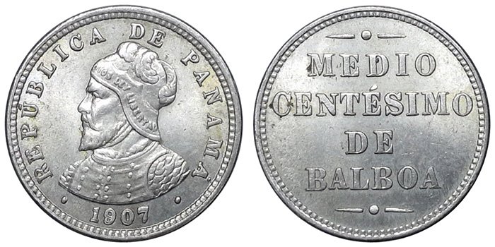 ½ сентесимо 1907 года - самая мелкая монетка Панамы