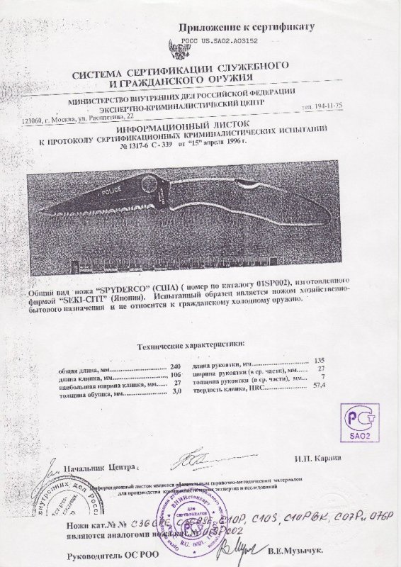 Spyderco 01SP002 (C36GPE, C36GQSE, C10P, C10S, C10PBK, C07P, 07GP)