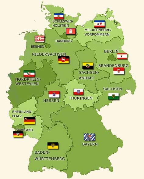 Карта германии с федеральными землями на русском языке с городами