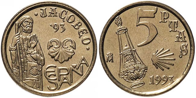 5 песет 1993 года «Год Святого Иакова»