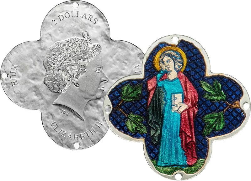 2 доллара Ниуэ 2014 года «Plaque with St. John in Mourning»