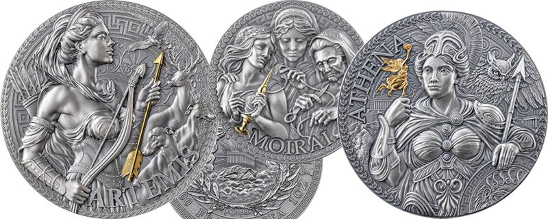 Монеты 1000, 2000 и 3000 франков Камеруна из серии «Великая греческая мифология»
