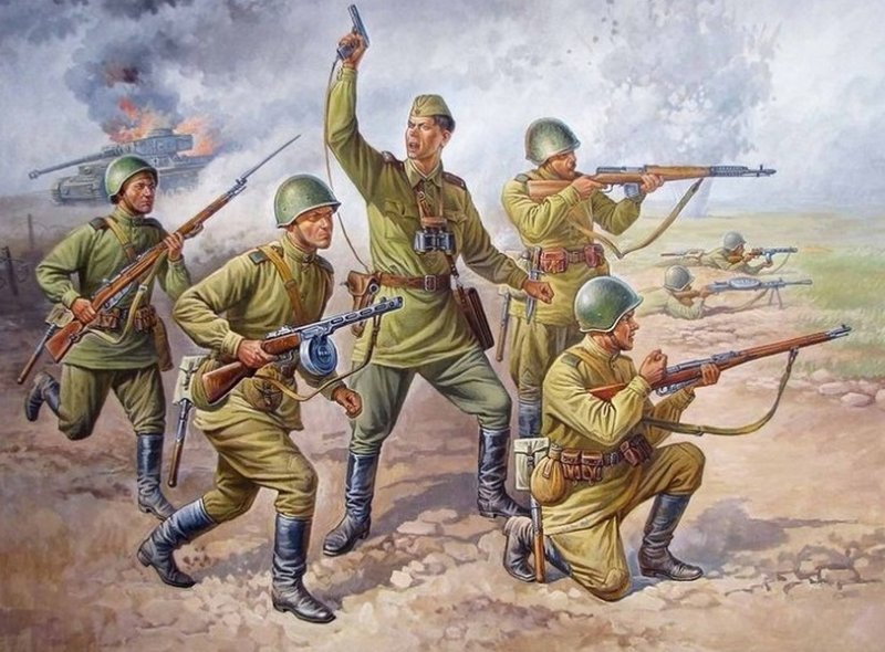 Советская пехота в 1942 г. Современный рисунок