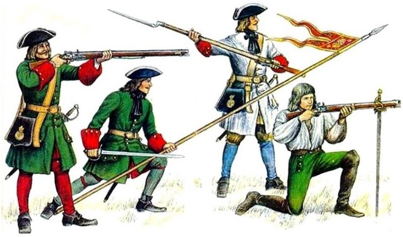 Вооружение пехотинцев Петровских времен