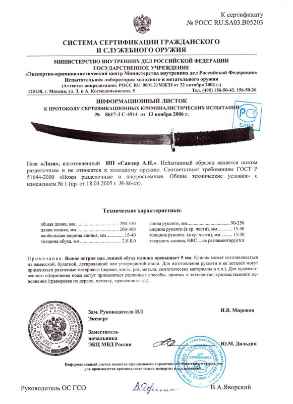 Нож нескладной мастерской братьев Сандер «Лоза»