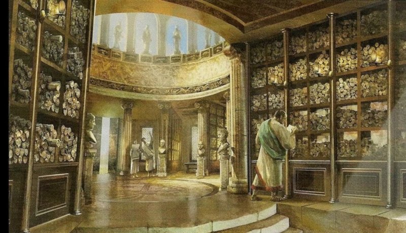 Работа античных учёных в Александрийской библиотеке