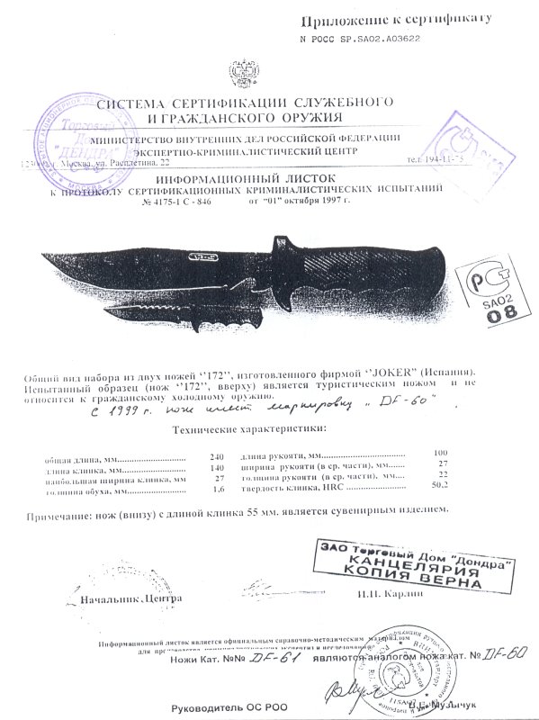 Нож нескладной Joker 172 (DF-60, DF-61)