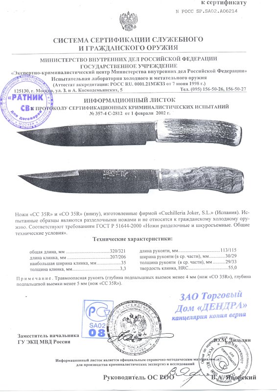 Ножи нескладные Joker CC 35R, CO 35R