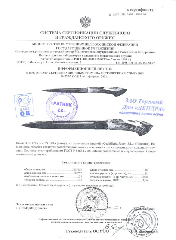 Ножи нескладные Joker CN 32R, CN 31R