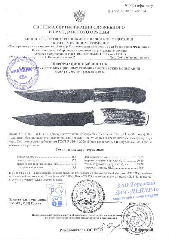 Ножи нескладные Joker CR 37R (CO 37R), CC 37R