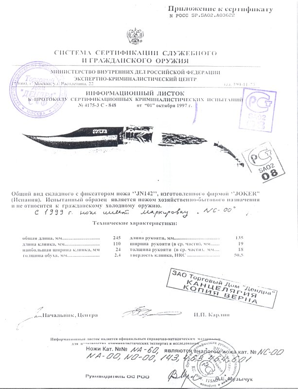 Нож складной с фиксатором Joker JN142 (NC-00, NA-60, NA-00, NO-00, 143, 463 464, 601)