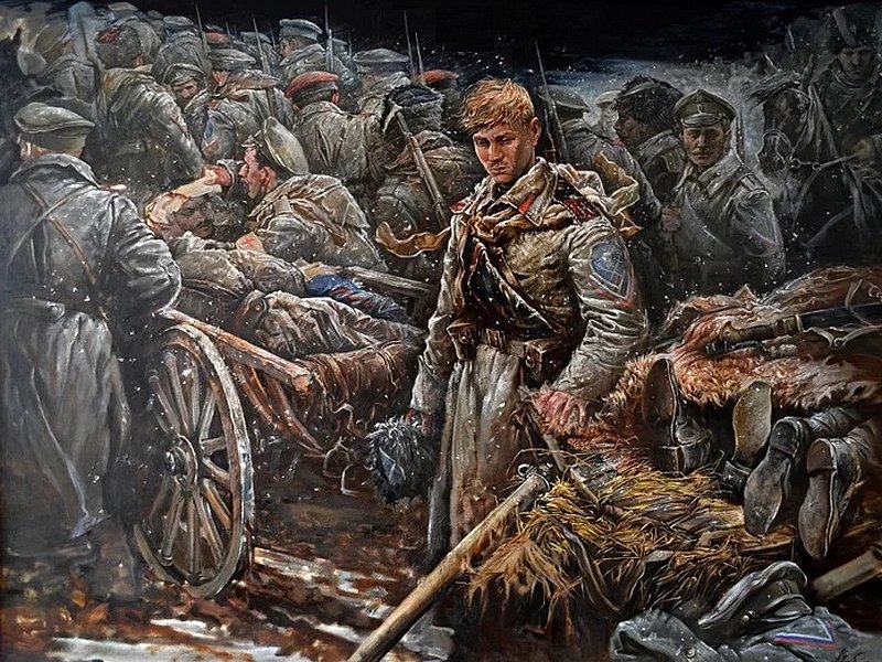 Белая гвардия в Ледяном походе. Современный рисунок