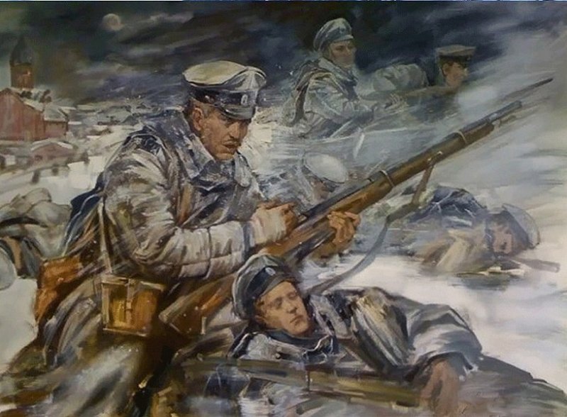 Бой добровольцев в Ледяном походе. Современная картина