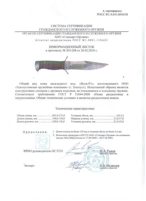 Нож нескладной ЗОК «Волк-Р1»