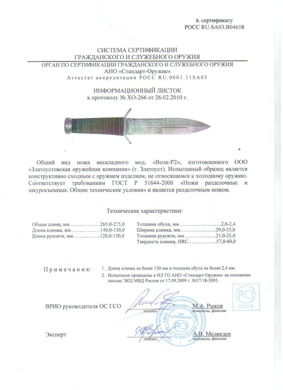 Нож нескладной ЗОК «Волк-Р2»