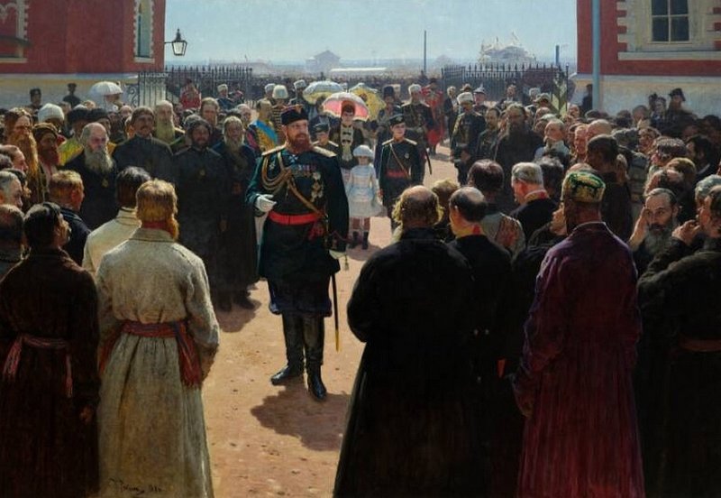 «Прием волостных старшин», картина И. Репина 1885 г.