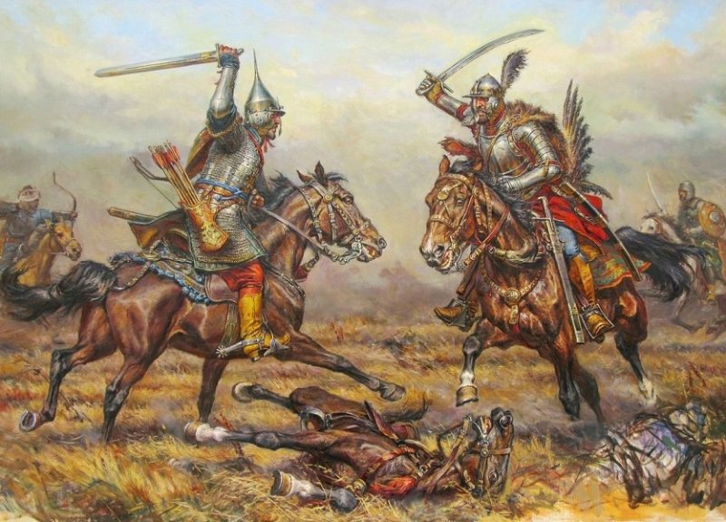 Гусар Речи Посполитой против османского сипаха, 1621 г.