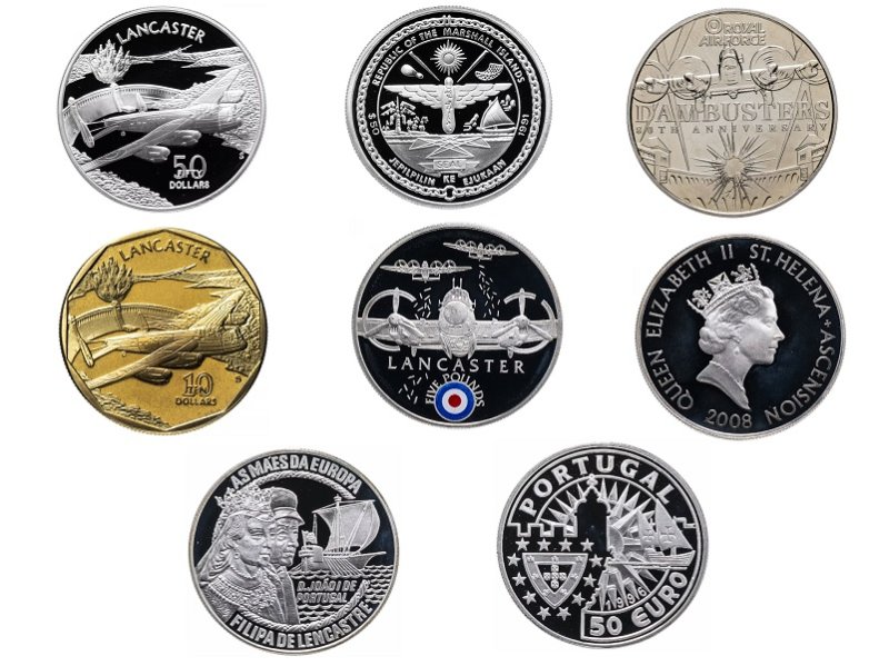 Монеты, посвященные Ланкастерам: самолету и королеве Португалии
