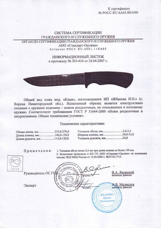 Нож нескладной Мастерской Жбанова «Клык»