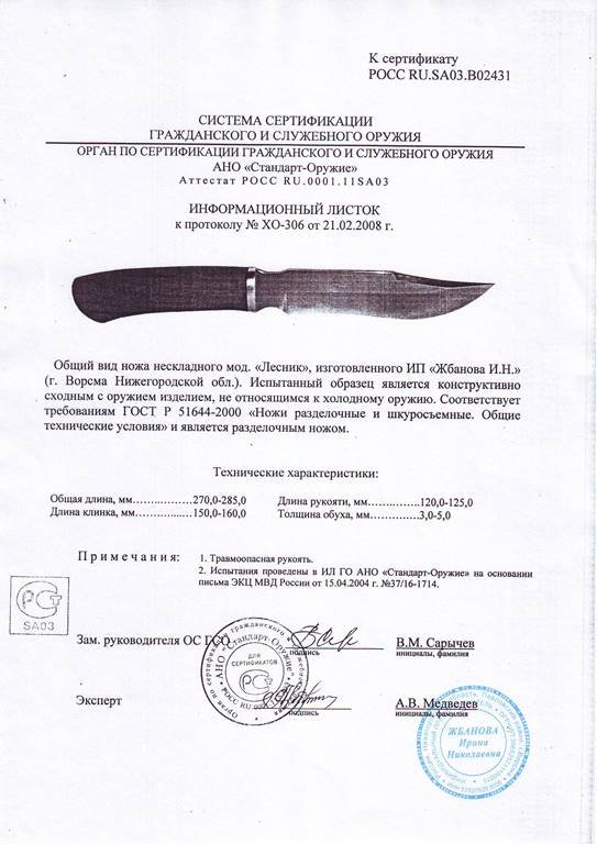 Нож нескладной Мастерской Жбанова «Лесник»