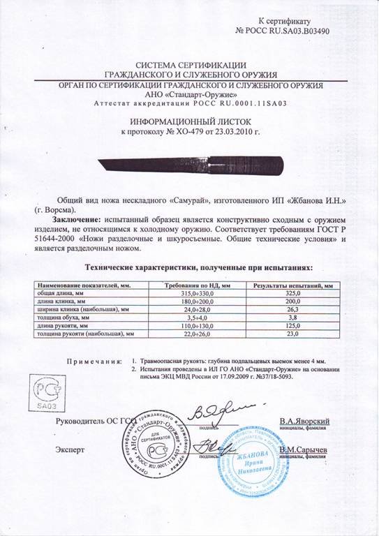 Нож нескладной Мастерской Жбанова «Самурай»