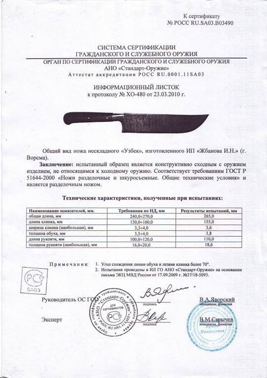 Нож нескладной Мастерской Жбанова «Узбек»