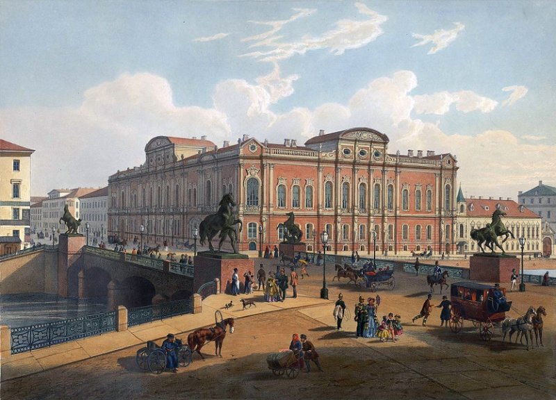 Аничков мост и дворец Белосельских-Белозерских 1850-х гг.