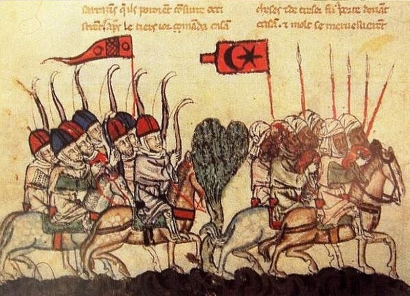 Франки преследуют мавров в битве при Пуатье. Рисунок летописи XII в.