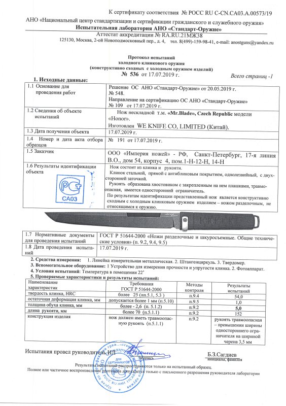 Нож нескладной Mr.Blade «Honor»