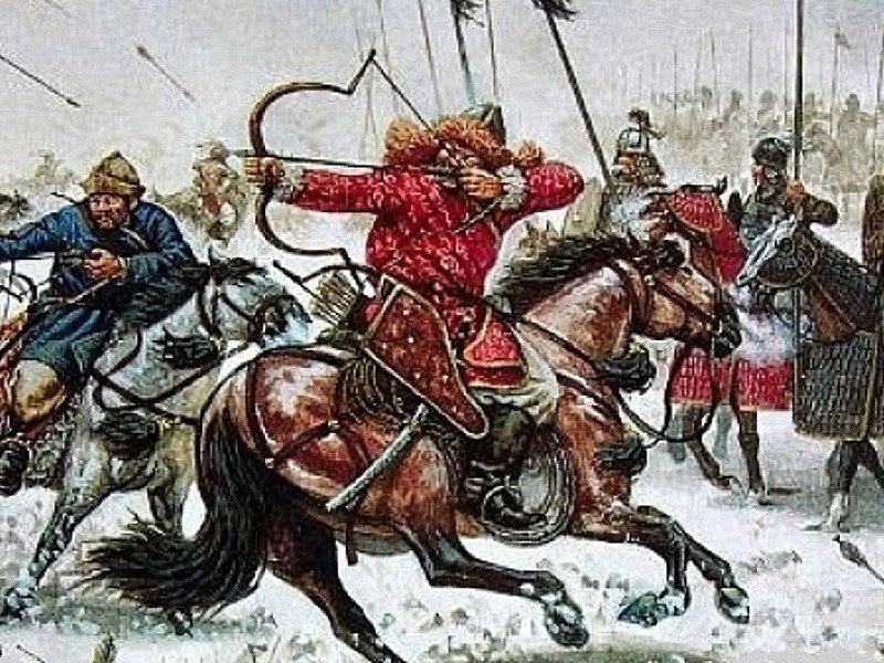 Атака монгольских лучников. Рисунок XIX в.