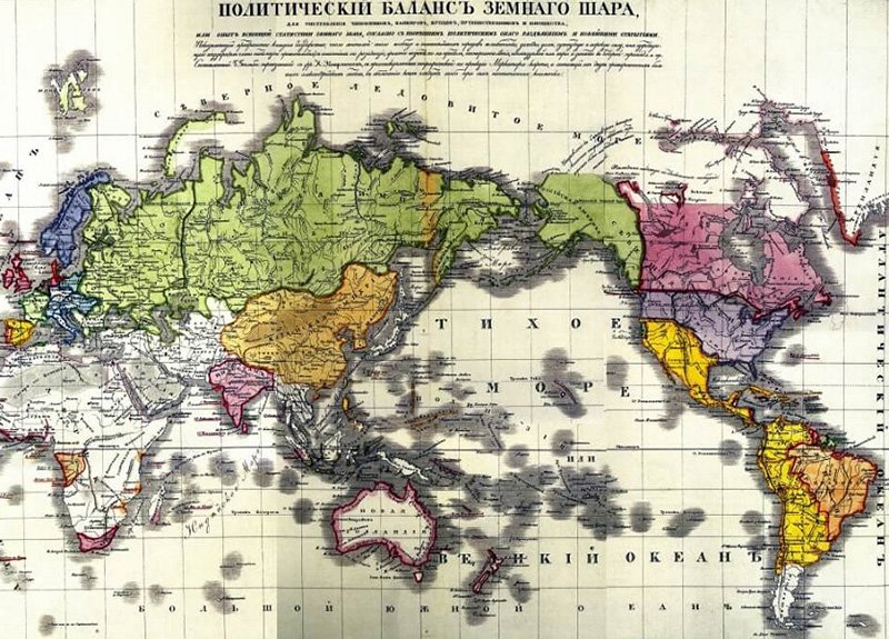 Карта Российской империи (зеленый фон) с Аляской , 1850 г.