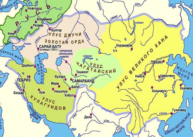 Монгольская империя Чингисхана в XIII в.