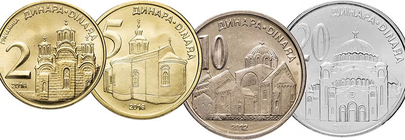 Монеты Сербии с храмами