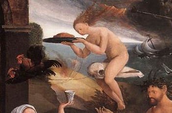 Фрагмент картины Я. К. ван Остзанена «Саул и ведьма из Эндора» (1526)