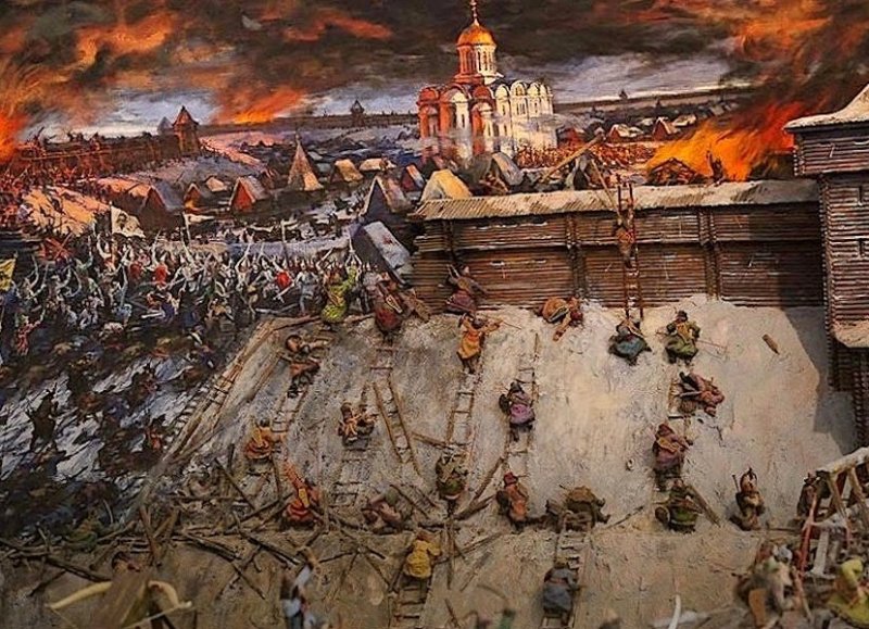 Монголы осаждают русский город