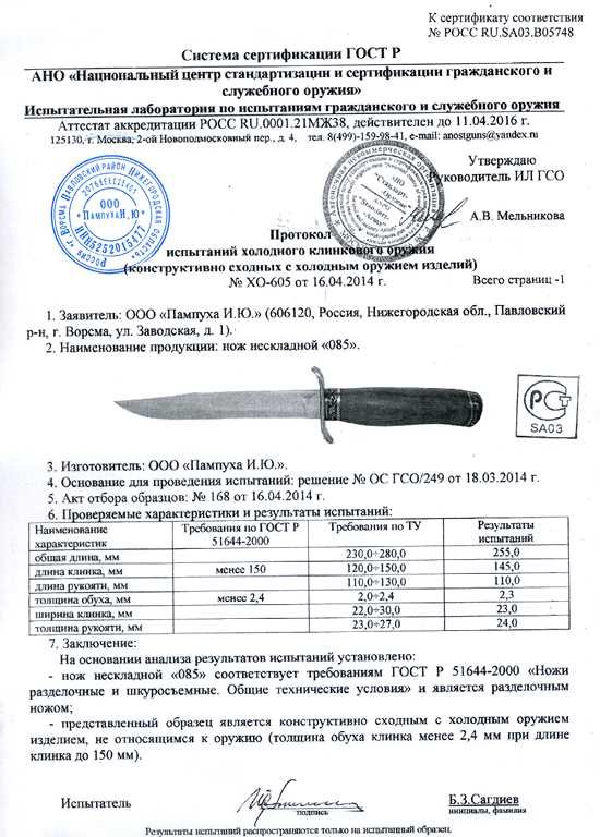 Нож нескладной ООО Пампуха И.Ю. «085»