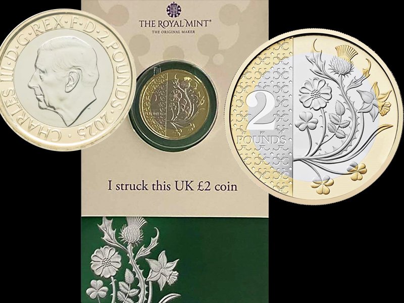 2 фунта стерлингов 2025 года в фирменной упаковке