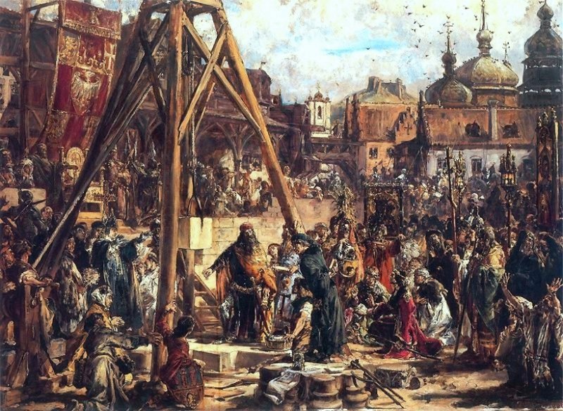 Казимир III закладывает первый католический храм Львова. Картина 1888 г.