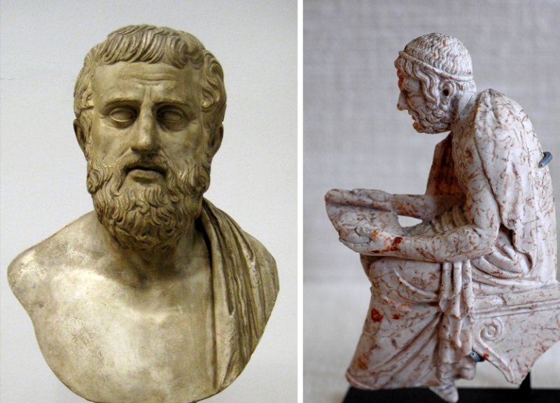 Бюст Софокла и его возможная статуэтка