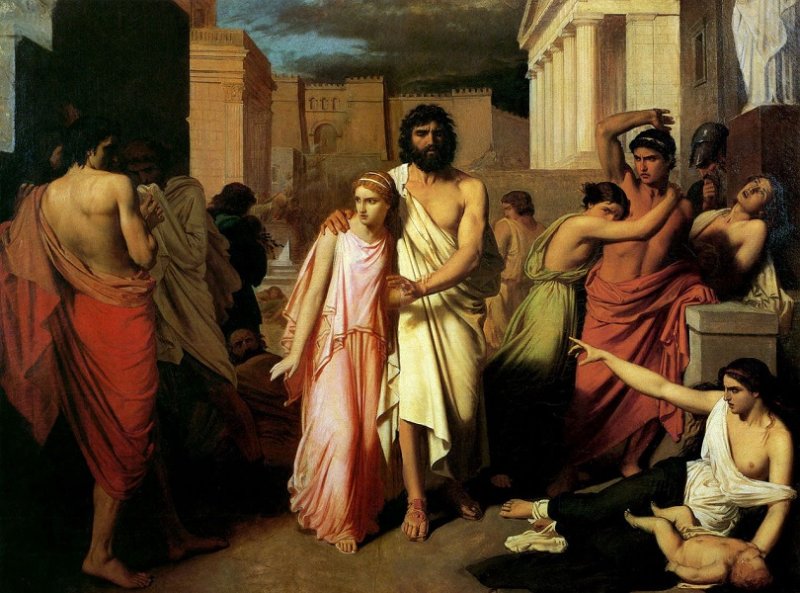 Антигона и слепой царь Эдип. Картина XIX в.