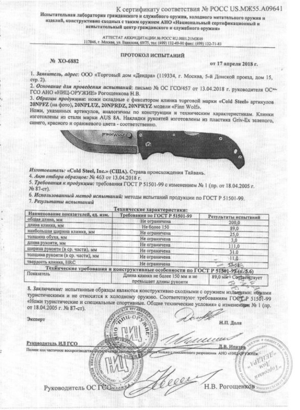 Cold Steel 20NPFZ, 20NPLUZ, 20NPRDZ, 20NPRYZ