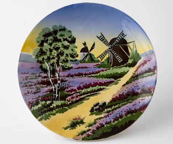 Тарелка настенная «Пейзаж», фарфор, роспись, аэрография (1920-1935 гг.)