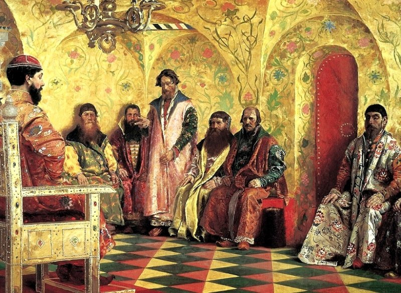 Боярский совет перед царем Михаилом Федоровичем. Картина 1893 г.