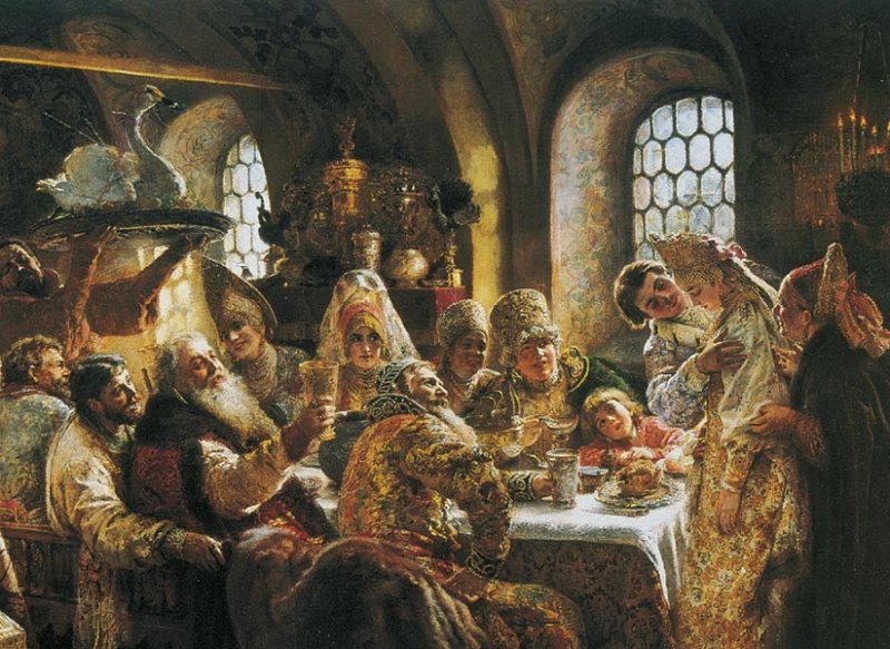 Боярский свадебный пир на картине 1883 г.
