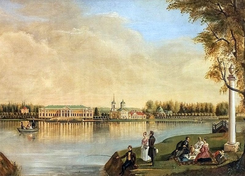 Усадьбы и церковь. Картина 1839 г.