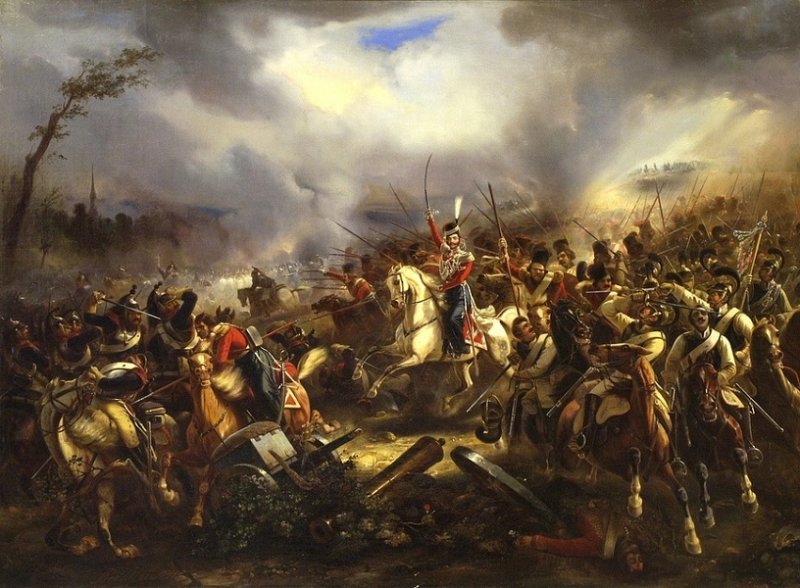 Атака лейб-казаков под Лейпцигом. Картина К. Рехлина 1845 г.