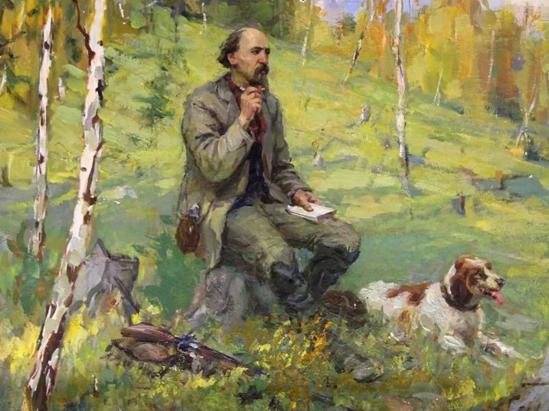 Некрасов на охоте. Картина 1970 г.