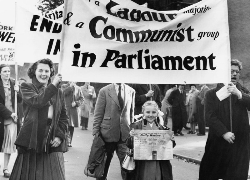 Демонстрация лейбористов перед выборами в парламент в 1951 г.