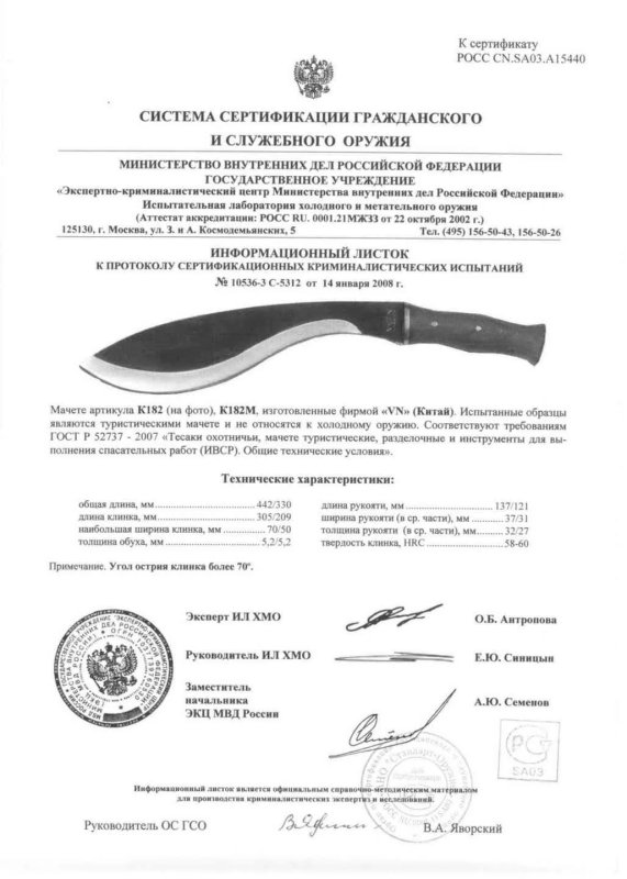 Мачете VN Pro K182, K182M