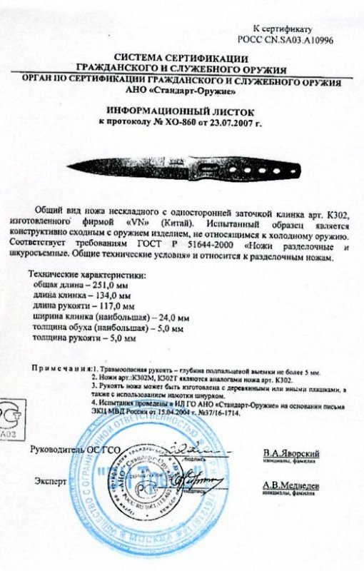 Нож нескладной VN Pro K302 (K302M, K302T)